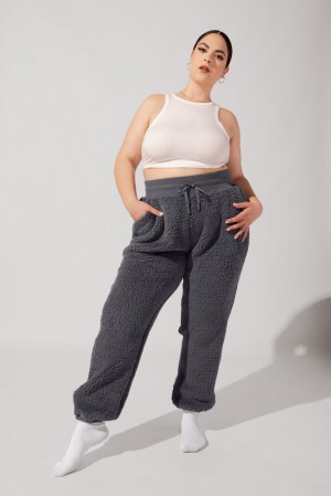 POPFLEX Blanket Pants in Faux Sherpa Šedé | HOFB19073