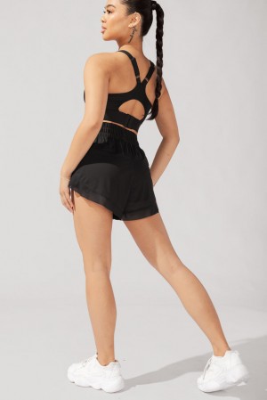 POPFLEX Cadence High Pasem Mesh Run Krátké with Pockets Černé | PVFL97452