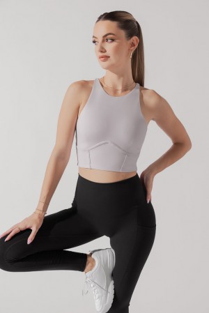 POPFLEX Cleo Corset Crop Bralette Smoky Lilac | HSUW96047