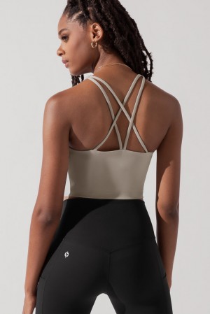 POPFLEX Cleo Corset Crop Bralette Taupe | NGSA83175