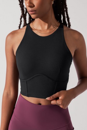 POPFLEX Cleo Corset Crop Bralette Černé | BVWR46972