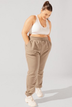 POPFLEX Cloud Rollover Sweatpant Milk Tea | FLOQ80946