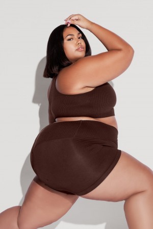 POPFLEX Crisscross Hourglass® Seamless Midi Shorts French Roast | YSAP30725