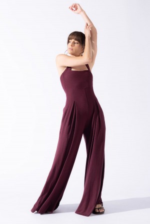 POPFLEX Go with the Flow Jumpsuit Vineyard Wine | DXHR26104