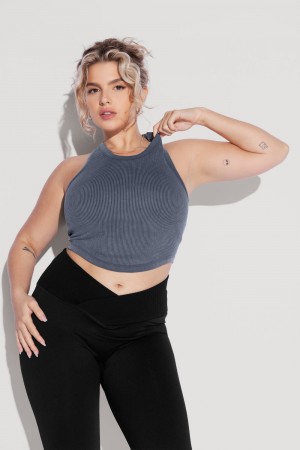 POPFLEX Let's Go Seamless Crop Top Indigo | NYQR52391