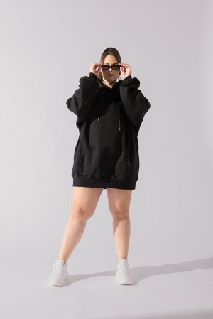 POPFLEX Long Cloud Hoodie Černé | MZVD38049