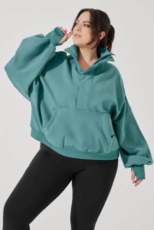 POPFLEX Ooey Gooey Half Zip Svetrové Tyrkysové | EBKA73524