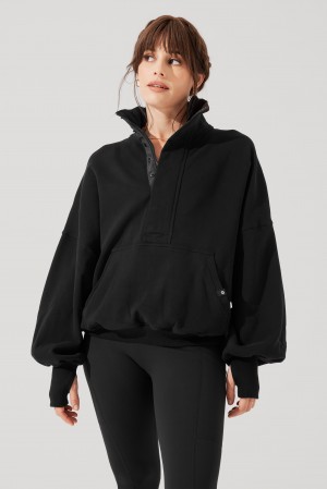 POPFLEX Ooey Gooey Half Zip Svetrové Černé | ECMI48690