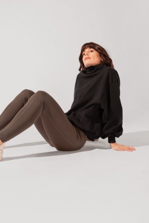 POPFLEX Ooey Gooey Mockneck Sweatshirt with Pockets Černé | OXHS36152