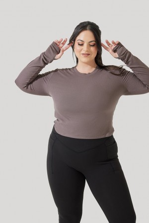 POPFLEX Refine Long Sleeve Top Woodland Taupe | LUIY38915