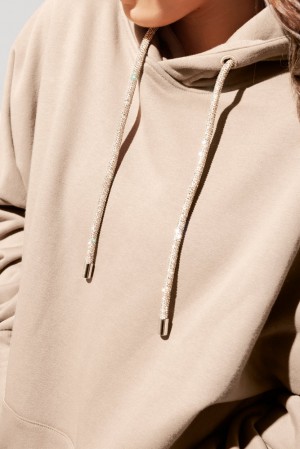 POPFLEX Shimmer Pullover Cloud Hoodie Milk Tea | SOFH64309
