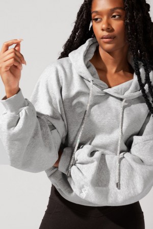 POPFLEX Shimmer Pullover Cloud Hoodie Šedé | NRJA53862