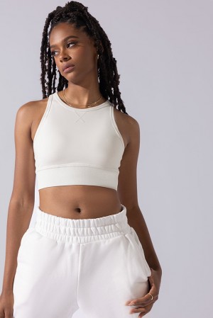 POPFLEX Sweat Sesh Crop Top Krém | CRIV39702