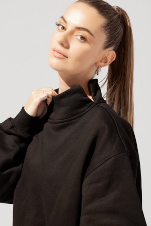 POPFLEX Uptown Mockneck Sweatshirt Černé | UBKS01758