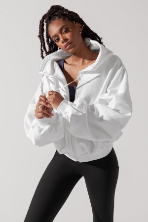 POPFLEX Zip Cloud Hoodie Bílé | PKDW39426