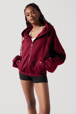 POPFLEX Zip Cloud Hoodie Crimson | GDHX74268