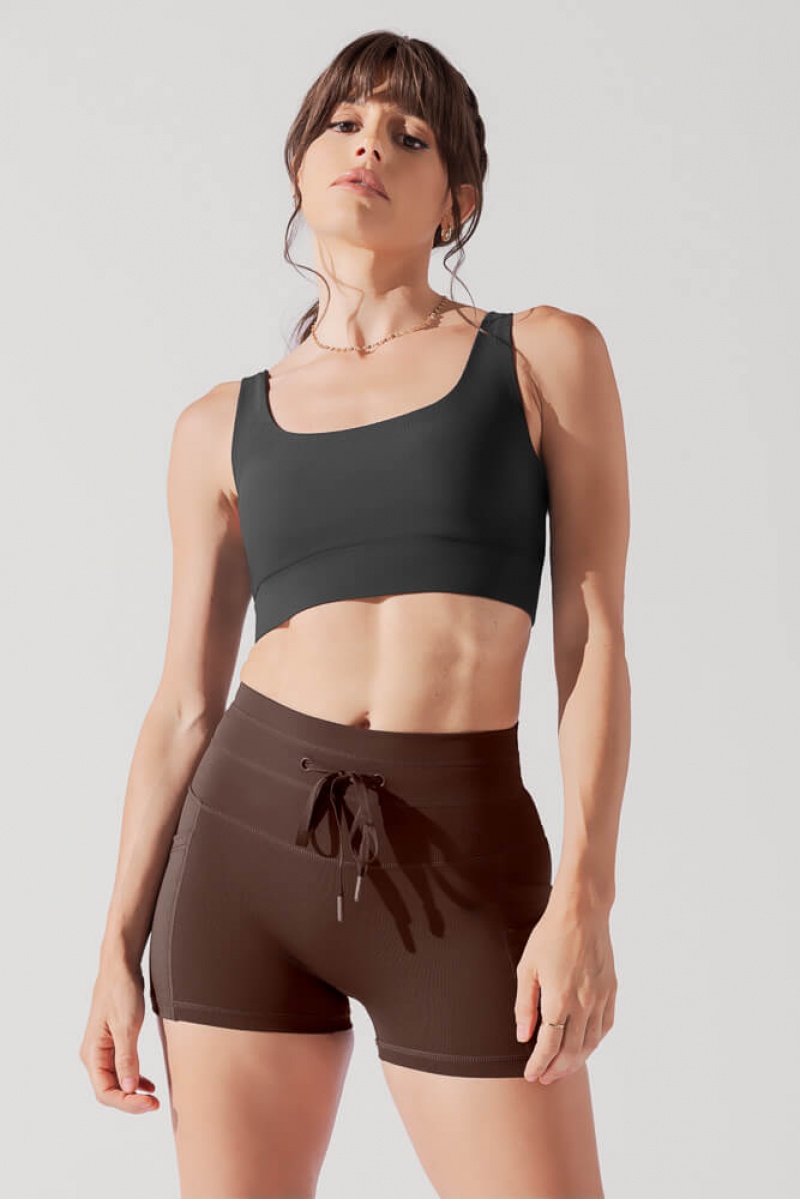 POPFLEX Adventure Scoop Bra (Žebrovaný) Charcoal | PNTD15764