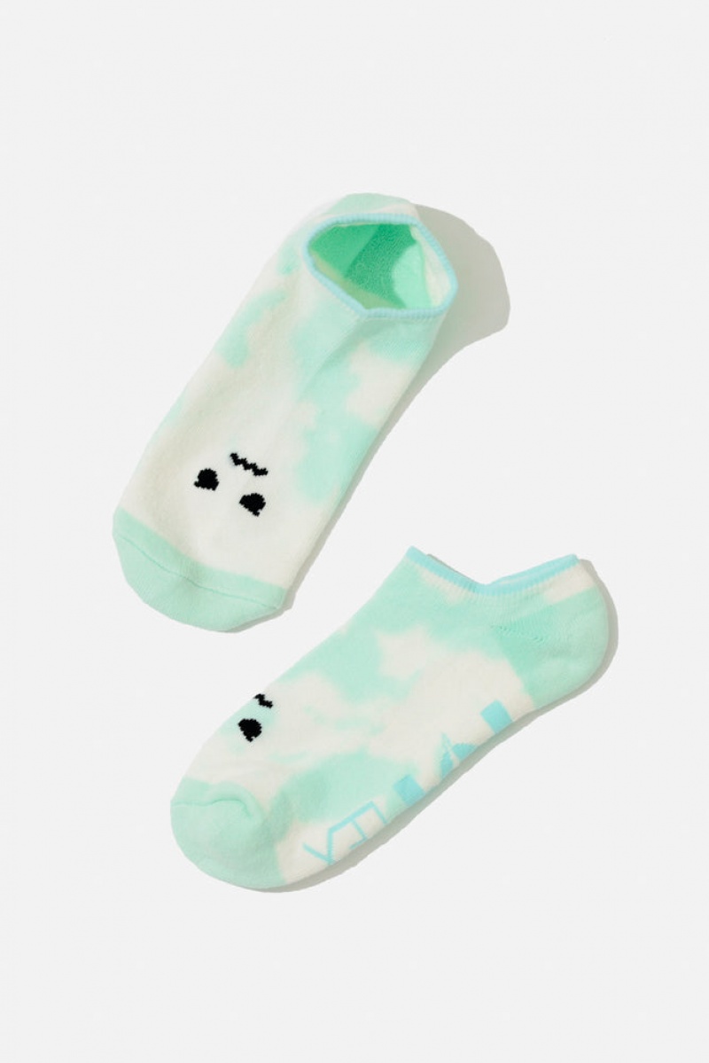 POPFLEX Angry Face Low Rise Socks Zelene | YBPU36710