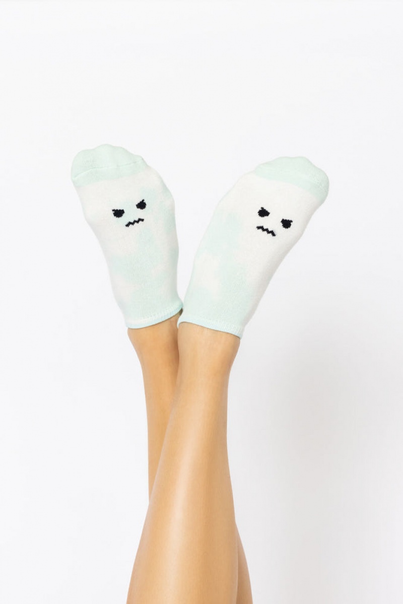 POPFLEX Angry Face Low Rise Socks Zelene | YBPU36710