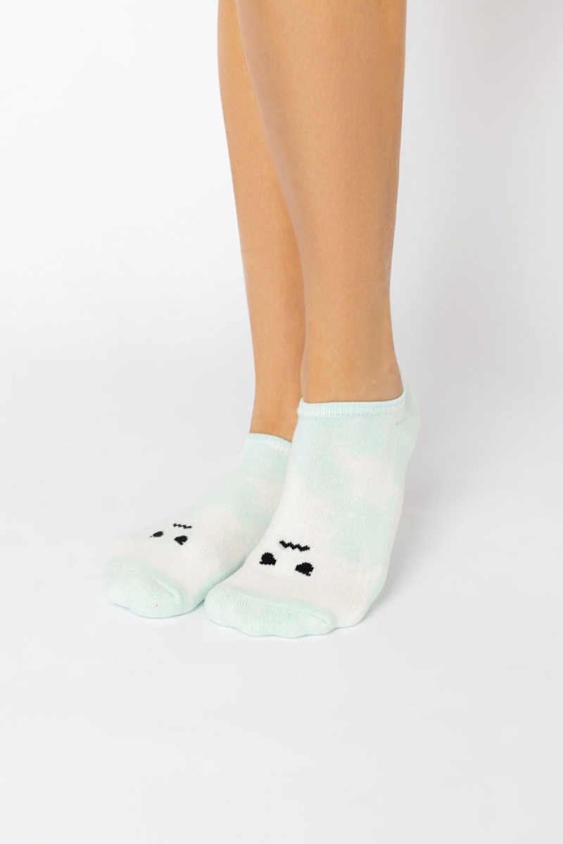 POPFLEX Angry Face Low Rise Socks Zelene | YBPU36710