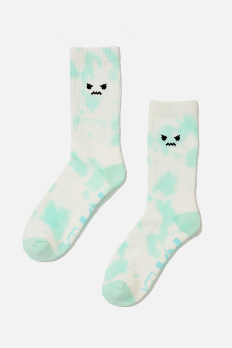 POPFLEX Angry Face Mid-Calf Gym Socks Zelene | DIRP57892