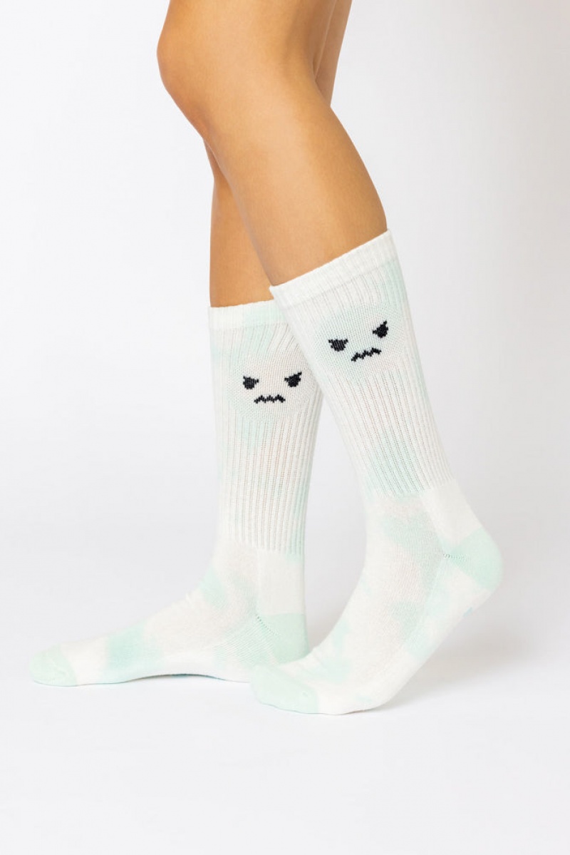 POPFLEX Angry Face Mid-Calf Gym Socks Zelene | DIRP57892
