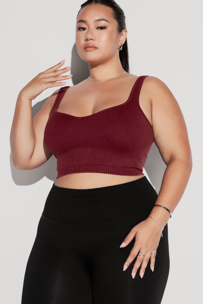 POPFLEX Be My Sweetheart Seamless Crop Top Garnet | BSLY27810
