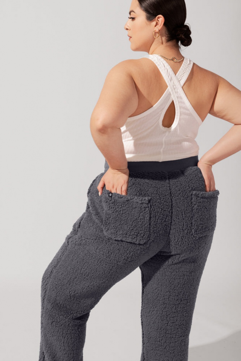 POPFLEX Blanket Pants in Faux Sherpa Šedé | HOFB19073