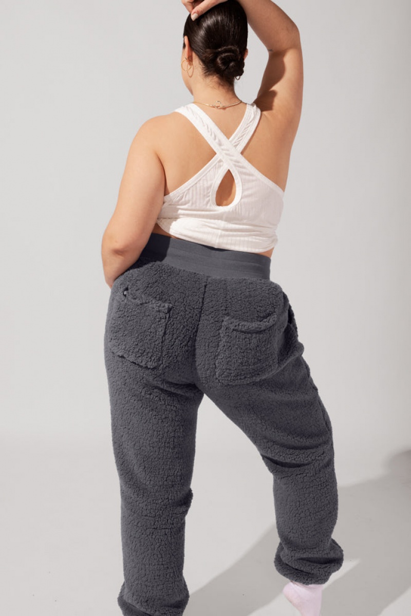 POPFLEX Blanket Pants in Faux Sherpa Šedé | HOFB19073