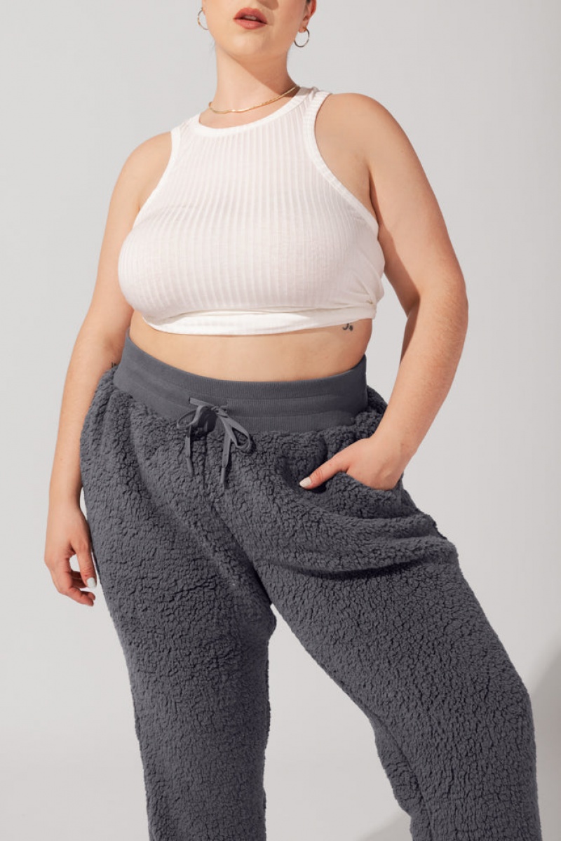 POPFLEX Blanket Pants in Faux Sherpa Šedé | HOFB19073