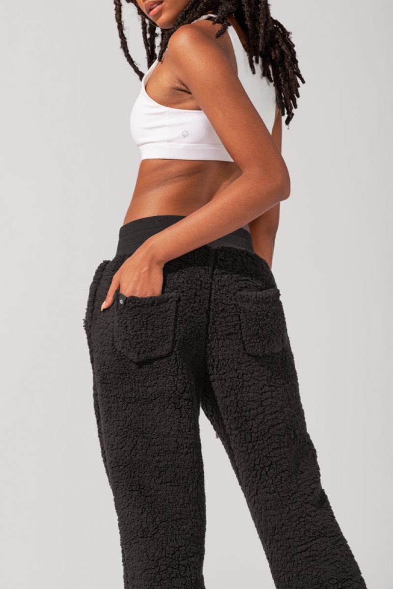 POPFLEX Blanket Pants in Faux Sherpa Černé | DTRL61502