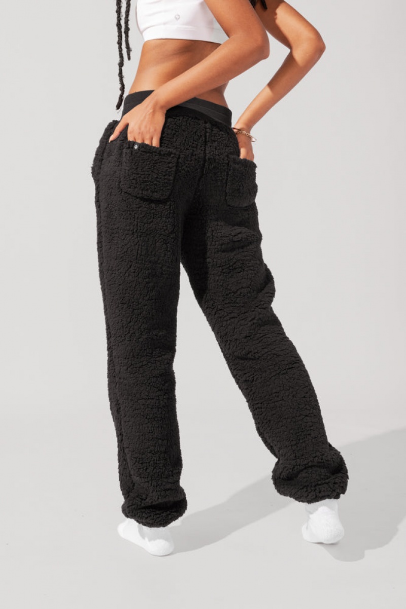 POPFLEX Blanket Pants in Faux Sherpa Černé | DTRL61502