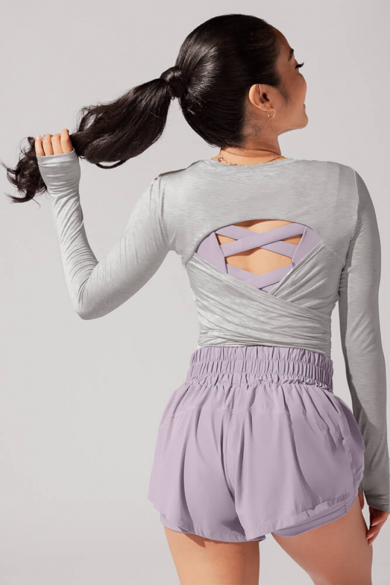 POPFLEX Bow Back Long Sleeve Šedé | CVYG41960