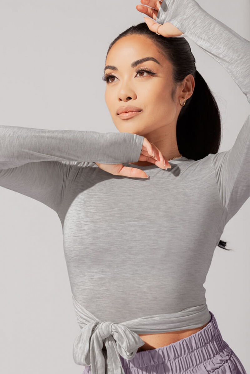 POPFLEX Bow Back Long Sleeve Šedé | CVYG41960