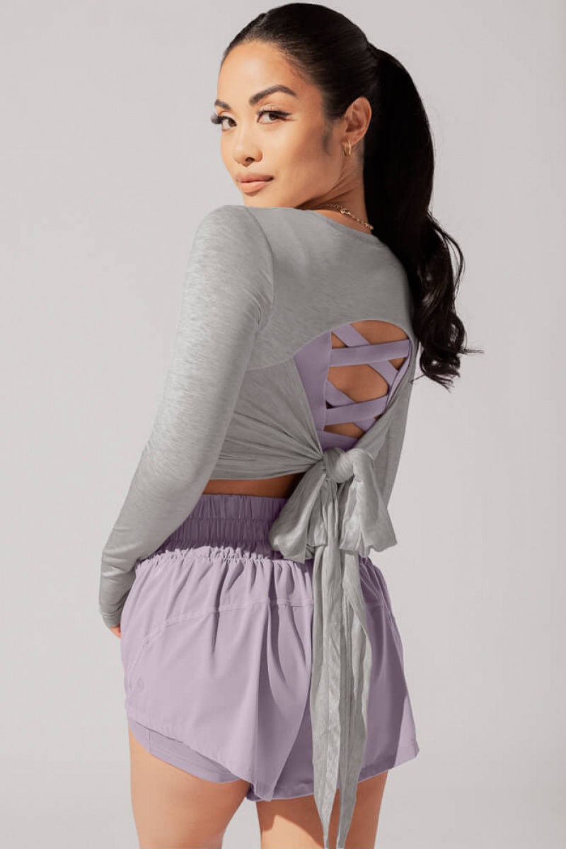 POPFLEX Bow Back Long Sleeve Šedé | CVYG41960