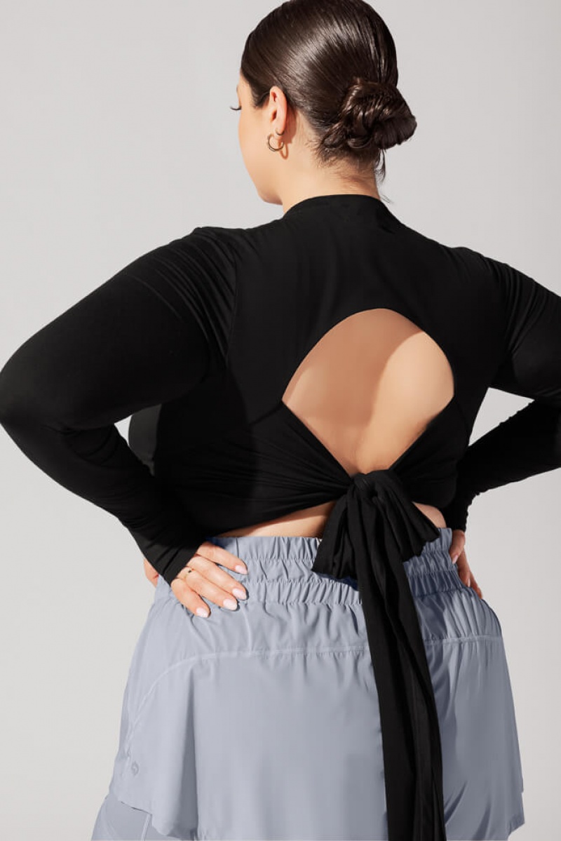 POPFLEX Bow Back Long Sleeve Černé | ZWFH52489