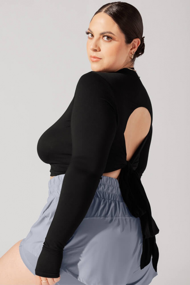 POPFLEX Bow Back Long Sleeve Černé | ZWFH52489
