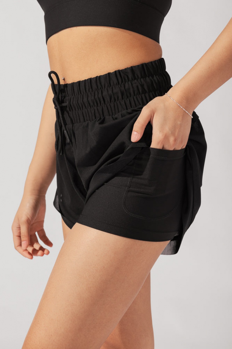 POPFLEX Cadence High Pasem Mesh Run Krátké with Pockets Černé | PVFL97452