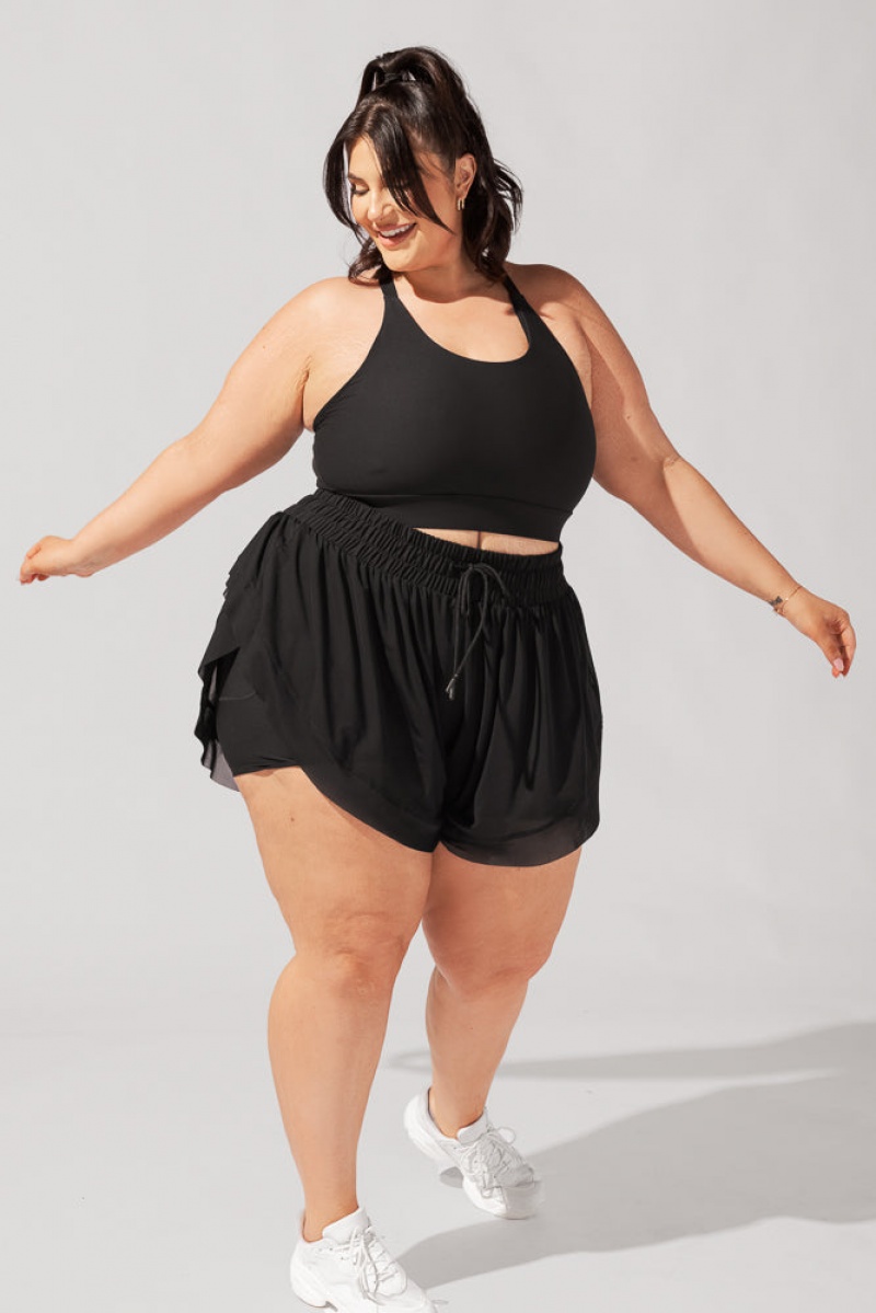 POPFLEX Cadence High Pasem Mesh Run Krátké with Pockets Černé | PVFL97452