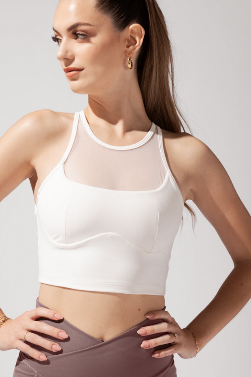 POPFLEX Celeste Mesh Crop Bralette Krém | EUDA08327