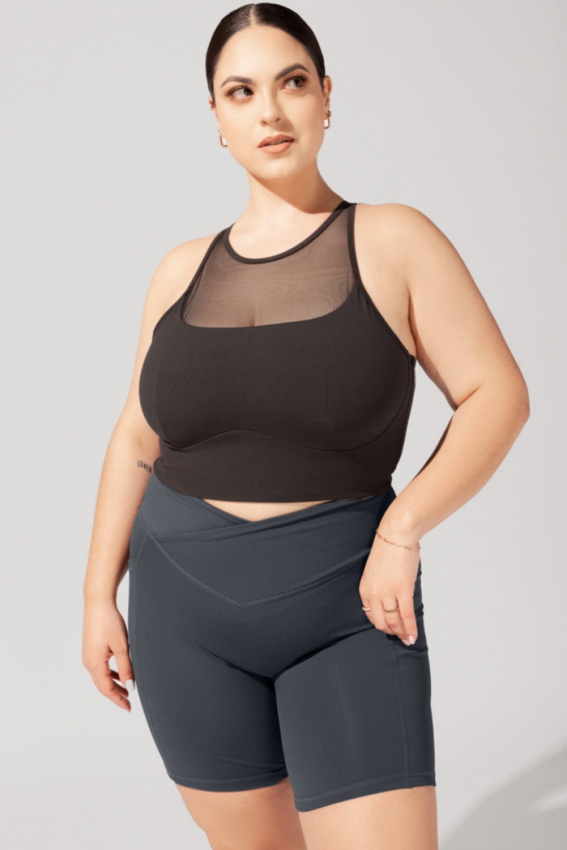 POPFLEX Celeste Mesh Crop Bralette Černé | EZUD08172