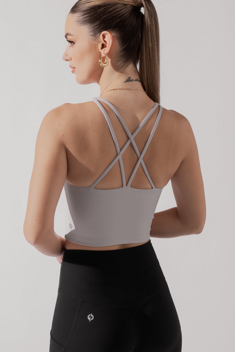 POPFLEX Cleo Corset Crop Bralette Smoky Lilac | HSUW96047