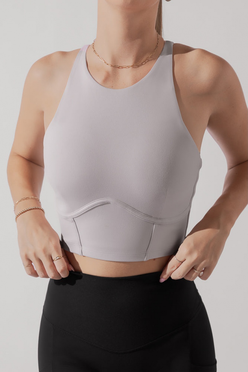 POPFLEX Cleo Corset Crop Bralette Smoky Lilac | HSUW96047