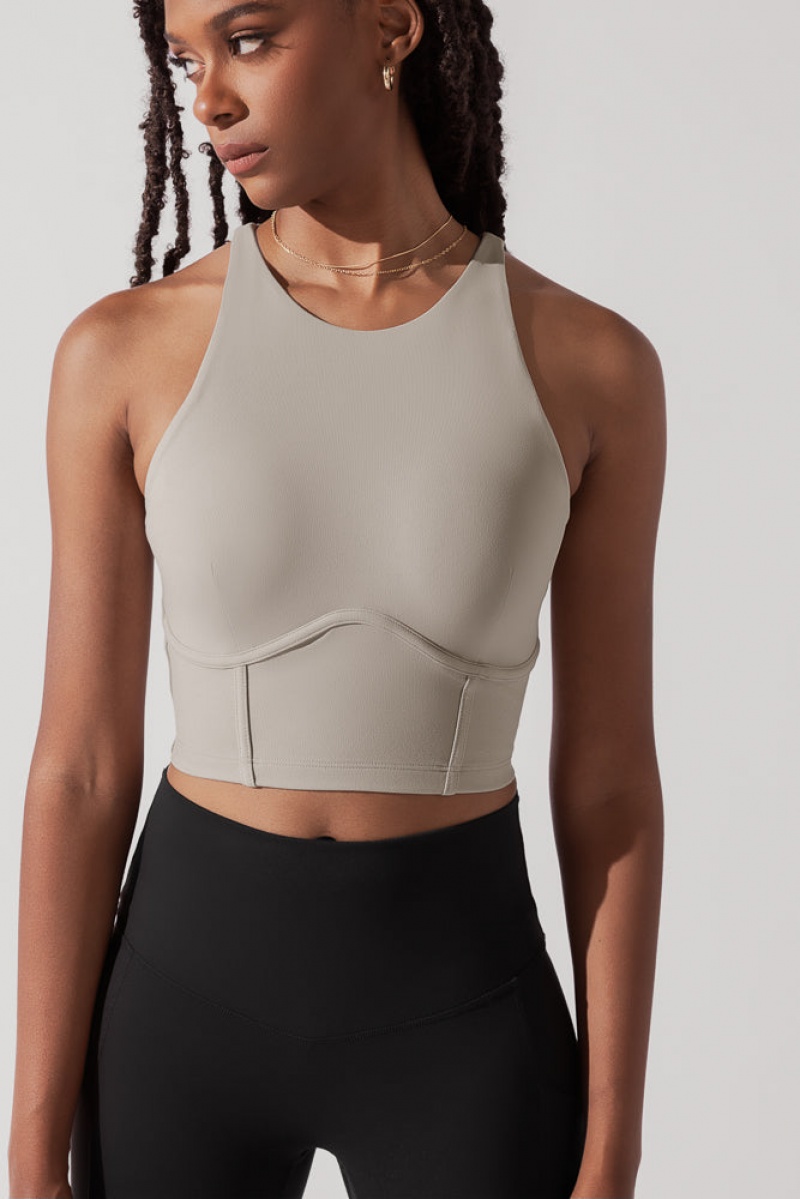 POPFLEX Cleo Corset Crop Bralette Taupe | NGSA83175