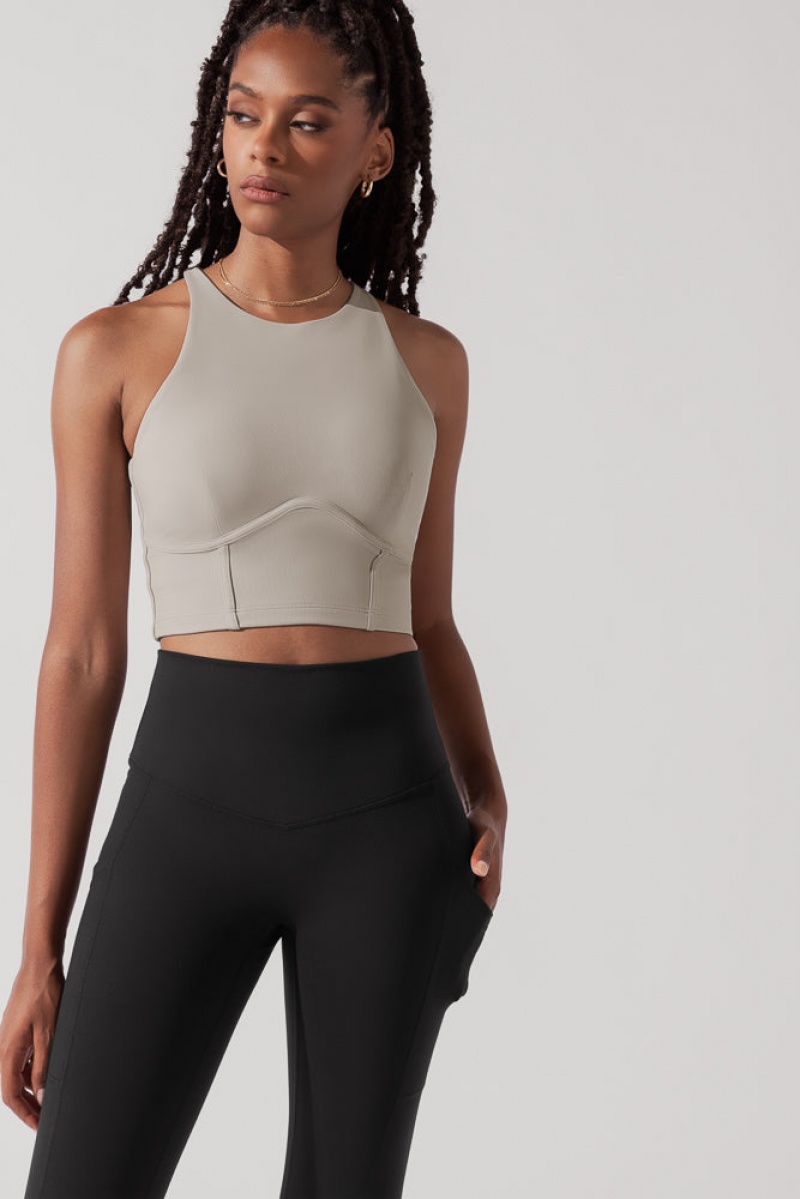 POPFLEX Cleo Corset Crop Bralette Taupe | NGSA83175