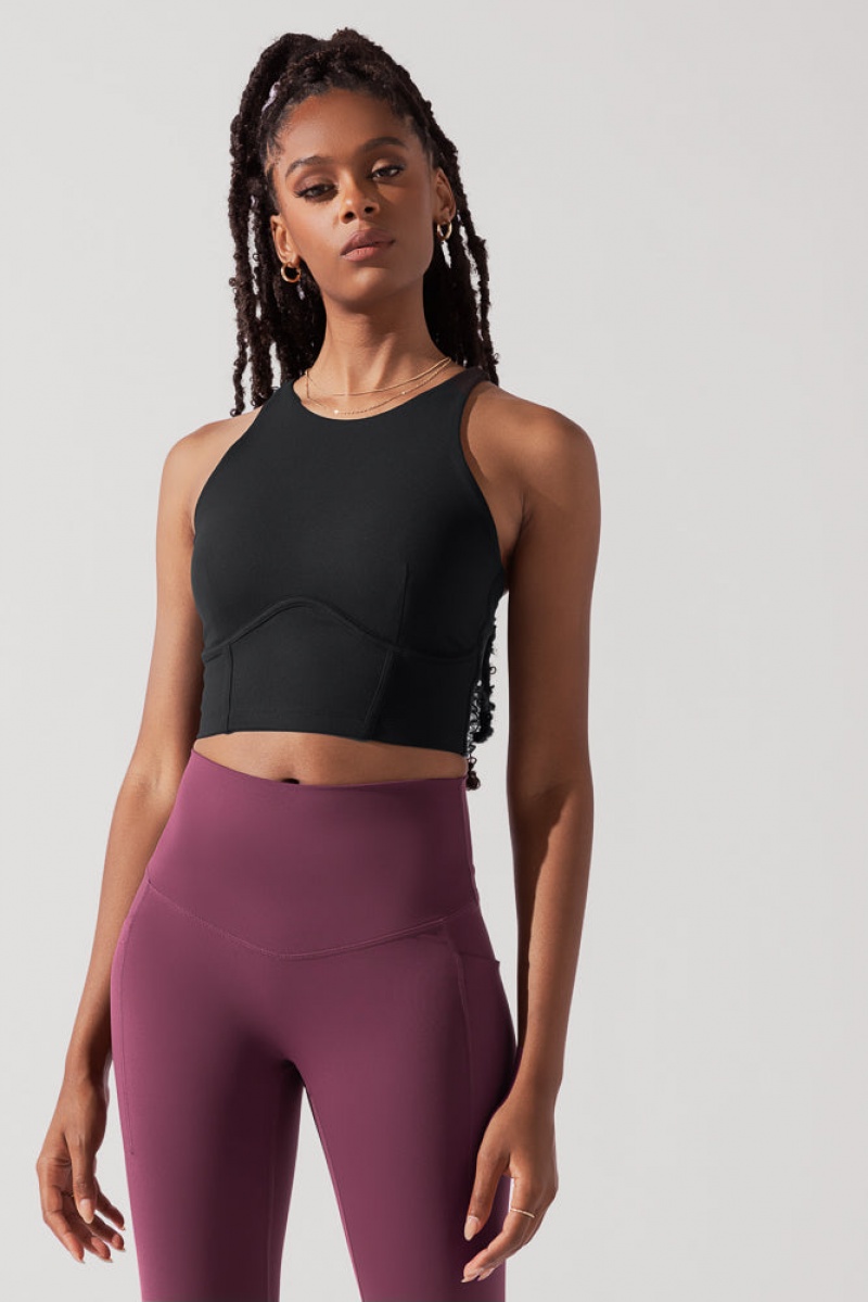 POPFLEX Cleo Corset Crop Bralette Černé | BVWR46972