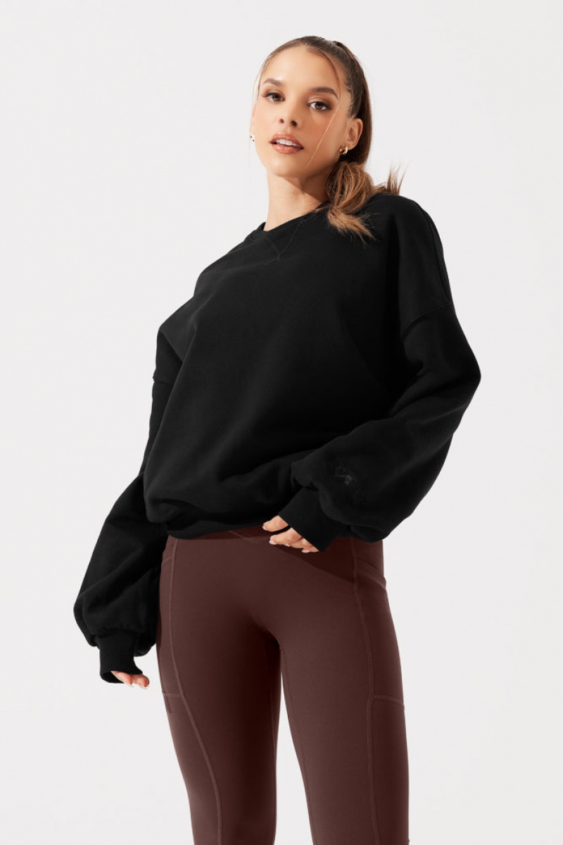 POPFLEX Cloud Crewneck Svetrové Černé | KHRM61283