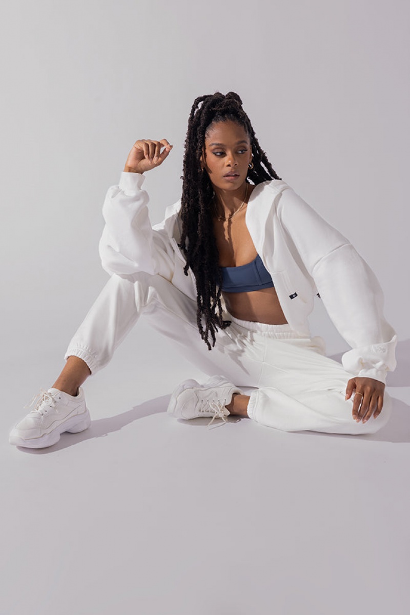 POPFLEX Cloud Rollover Sweatpant Bílé | TICB70564