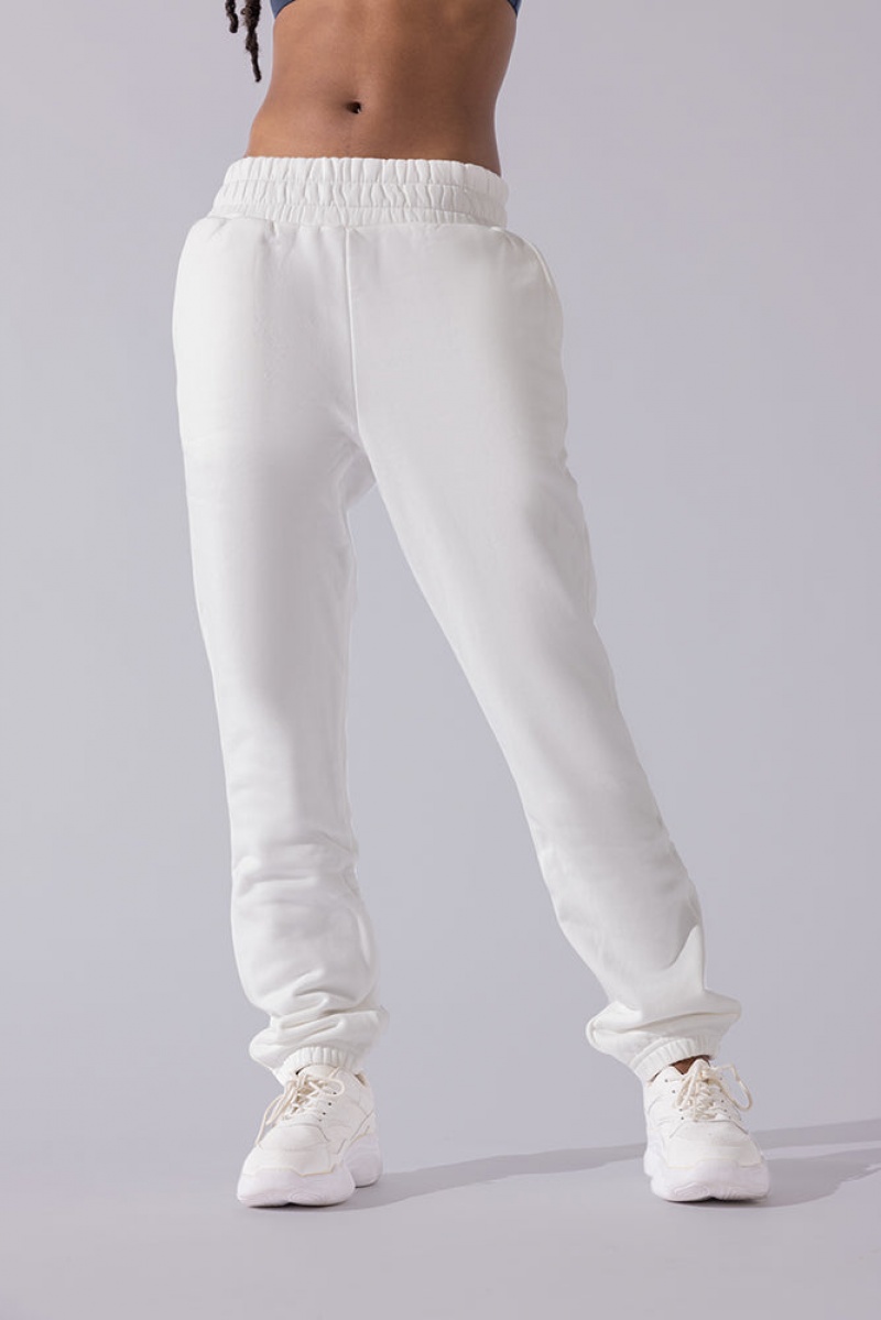 POPFLEX Cloud Rollover Sweatpant Bílé | TICB70564