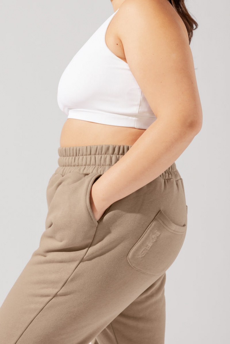 POPFLEX Cloud Rollover Sweatpant Milk Tea | FLOQ80946
